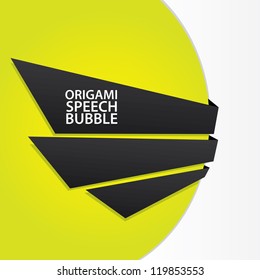 Abstract glossy black and green origami speech bubble. Vector abstract background. Green brochure.