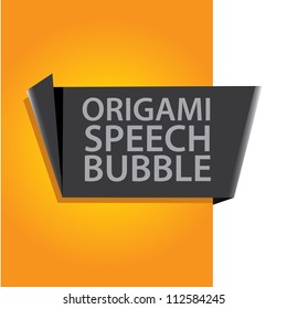 Abstract glossy black and orange origami speech bubble. Vector abstract background. Orange brochure.