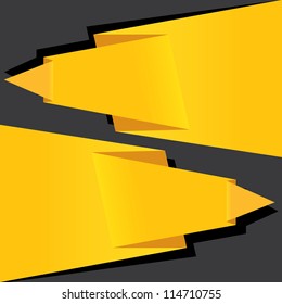 Abstract glossy black and orange origami speech bubble. Vector abstract background. Orange brochure.