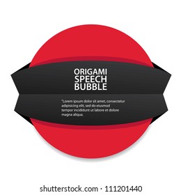 Abstract glossy black origami speech bubble. Vector dark abstract background.