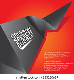 Abstract glossy black origami speech bubble on red background. can be used for infographics / banners / cover design / vector brochure design / graphic or website layout vector