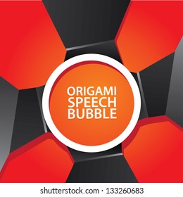 Abstract glossy black origami speech bubble on red background. can be used for infographics / banners / cover design / vector brochure design / graphic or website layout vector