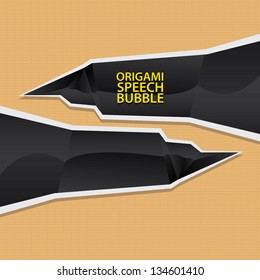 Abstract glossy black paper speech bubble on aged carton paper background. can be used for infographics / banners / cover design / vector brochure design / graphic or website layout vector