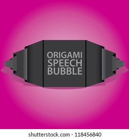 Abstract glossy black and pink origami speech bubble. Vector abstract background. pink brochure.