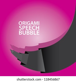 Abstract glossy black and pink origami speech bubble. Vector abstract background. pink brochure.