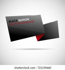 Abstract glossy black and red origami speech bubble.
