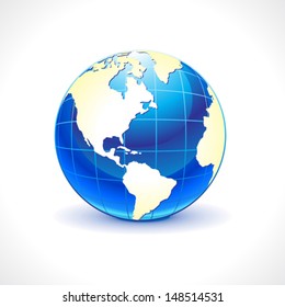 abstract glossy blue globe icon vector illustration 