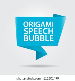 Abstract glossy blue origami speech bubble. Vector abstract background.
