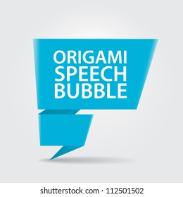 Abstract glossy blue origami speech bubble. Vector abstract background.