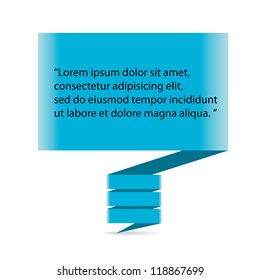 Abstract glossy blue origami speech bubble. Vector abstract background.Blue brochure template.