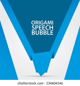 Abstract glossy blue paper ribbon origami speech bubble. Vector abstract blue wave background. Vector brochure design. website template