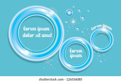 Abstract glossy blue speech bubble on blue background. Vector abstract water background. brochure template. blue circle background. web site template.