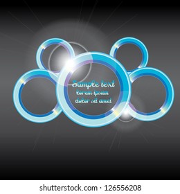 Abstract glossy blue speech bubble on black background. Vector abstract background. brochure template. circle background. web site template.
