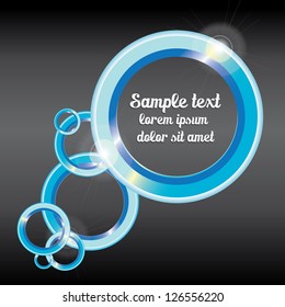 Abstract glossy blue speech bubble on black background. Vector abstract background. brochure template. circle background. web site template.