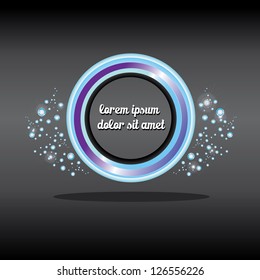 Abstract glossy blue speech bubble on black background. Vector abstract background. brochure template. circle background. web site template.