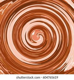 Abstract glossy chocolate vector background. Swirl in a cup of coffee. Twirl splash illustration