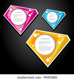 Abstract glossy crystal speech bubbles set. Vector illustration.
