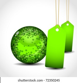 Abstract glossy green nature flower ball and tag. Vector illustration.