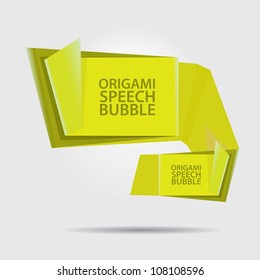 Abstract glossy green origami speech bubble. Vector abstract background.