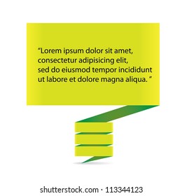 Abstract glossy green origami speech bubble. Vector abstract background. Green brochure.