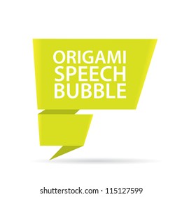 Abstract glossy green origami speech bubble. Vector abstract background. Green brochure.