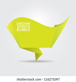 Abstract glossy green origami speech bubble. Vector abstract background. Green brochure.