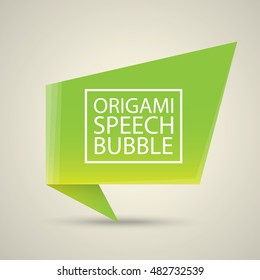 Abstract glossy green origami speech bubble. Vector abstract green background. vector green sale banner