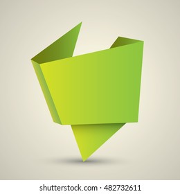 Abstract glossy green origami speech bubble. Vector abstract green background. vector green sale banner