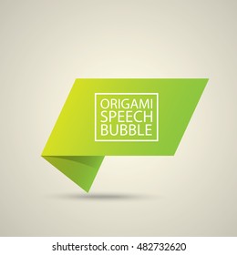 Abstract glossy green origami speech bubble. Vector abstract green background. vector green sale banner