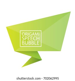 Abstract glossy green origami speech bubble isolated on white background. Vector abstract green background for covers, banners and layouts. vector green sale banner