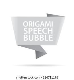 Abstract glossy grey origami speech bubble. Vector abstract background.