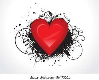 abstract glossy heart with grunge vector illustration
