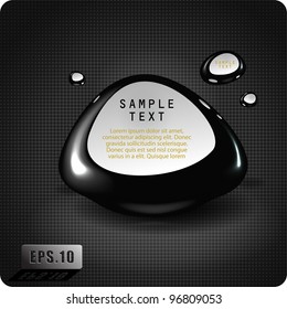 Abstract glossy metal speech bubble vector on halftone background. 3d. Eps10.