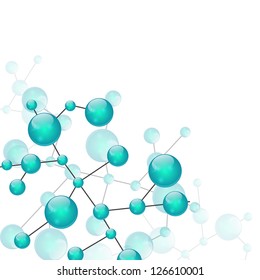 Abstract glossy molecular background with blue molecule