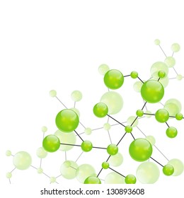 Abstract glossy molecular background with green molecule