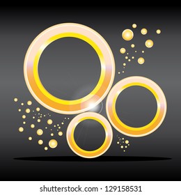 Abstract glossy orange  bubble on black background. Vector abstract black background. brochure template. orange circle background. web site template.