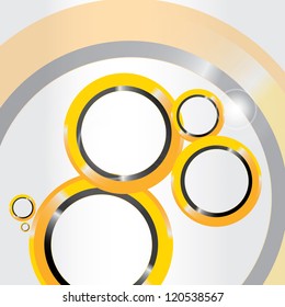 Abstract glossy orange circle modern speech bubble. Vector abstract background. Yellow brochure template.