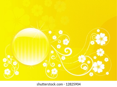 Abstract glossy orange flowers vector background illustration