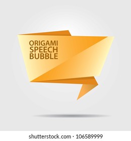 Abstract glossy orange origami speech bubble. Vector abstract background.