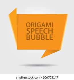 Abstract glossy orange origami speech bubble. Vector abstract background.