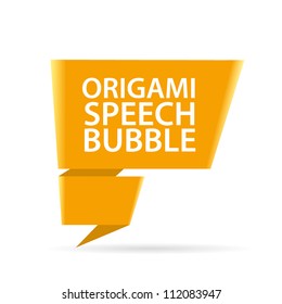 Abstract glossy orange origami speech bubble. Vector abstract background.