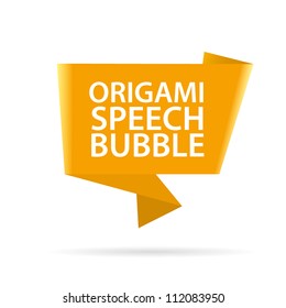Abstract glossy orange origami speech bubble. Vector abstract background.