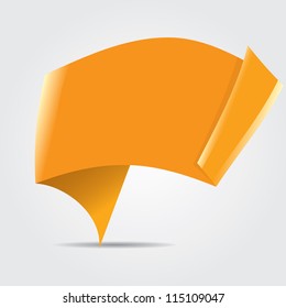 Abstract glossy orange origami speech bubble. Vector abstract background. Orange brochure.
