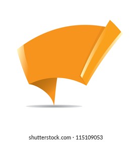 Abstract glossy orange origami speech bubble. Vector abstract background. Orange brochure.