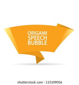 Abstract glossy orange origami speech bubble. Vector abstract background. Orange brochure.