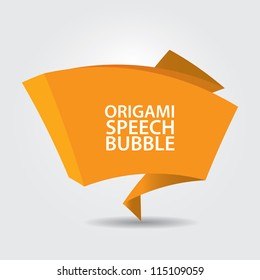 Abstract glossy orange origami speech bubble. Vector abstract background. Orange brochure.