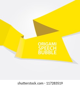 Abstract glossy orange origami speech bubble. Vector abstract background. Orange brochure.
