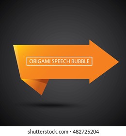 Abstract glossy orange origami speech bubble. Vector abstract orange background. vector orange sale banner