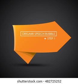 Abstract glossy orange origami speech bubble. Vector abstract orange background. vector orange sale banner