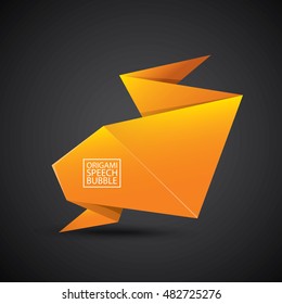 Abstract glossy orange origami speech bubble. Vector abstract orange background. vector orange sale banner